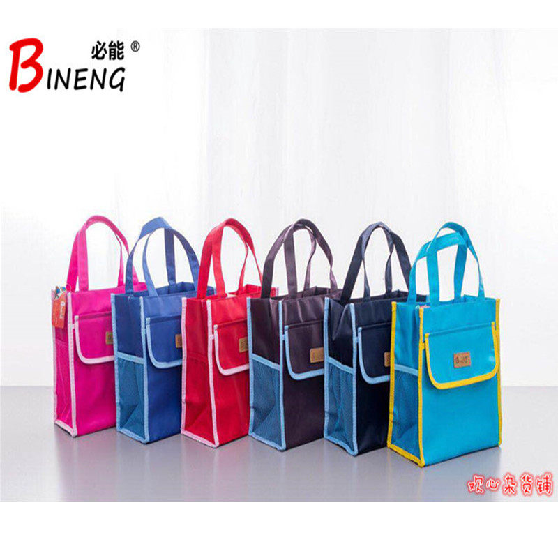 速发方形时尚饭盒袋便当包学生小补习手提韩版包布艺帆布防水袋大