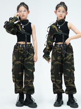 速发孩爵士舞服装jaz儿露脐套装舞zT台走秀表演潮服嘻哈街幼演出