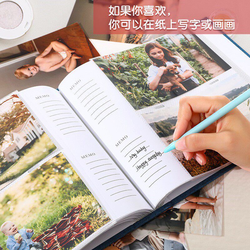 速发相册6寸简约麻布创意礼品纸芯插袋式照片收纳册影集