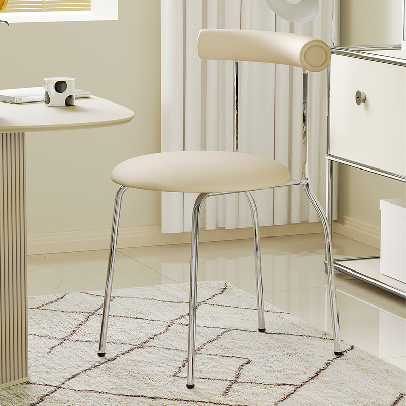 速发奶油椅餐椅靠背椅子家用客椅餐厅餐桌风可叠放化妆厅铁艺凳子