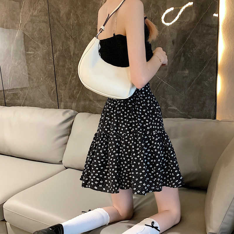速发碎花半身裙韩版甜美短裙松紧腰a字裙小个子百搭裙子