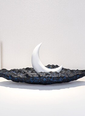 速发极简亮月船摆件玄厅电视柜客关艺术雕塑售楼处软轻奢装饰