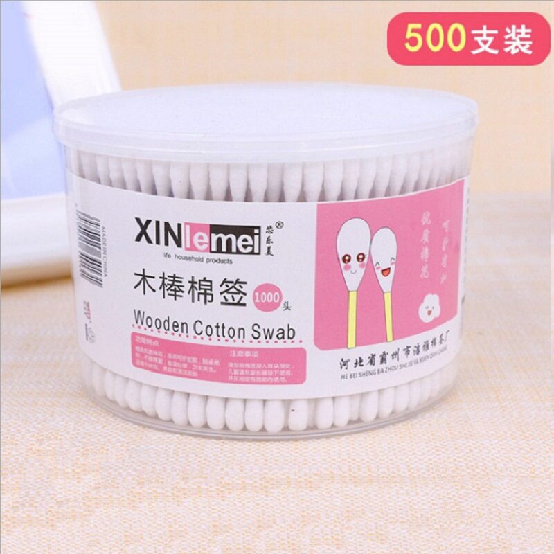 速发双头棉签掏耳化小家用棉花棒木棒一次性妆头细尖头耳朵勺棉洁