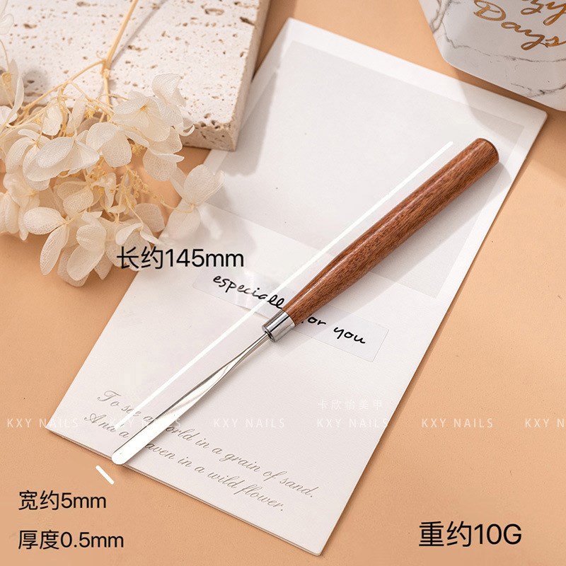 速发美甲调胶搅原木超薄软韧不锈质材钢甲油胶彩绘胶调色棒拌器