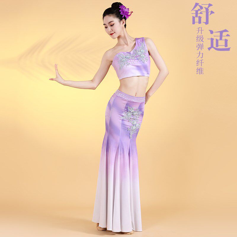 速发新款傣族舞蹈服装成人西双版纳套装儿童剧目艺考练习舞裙演出
