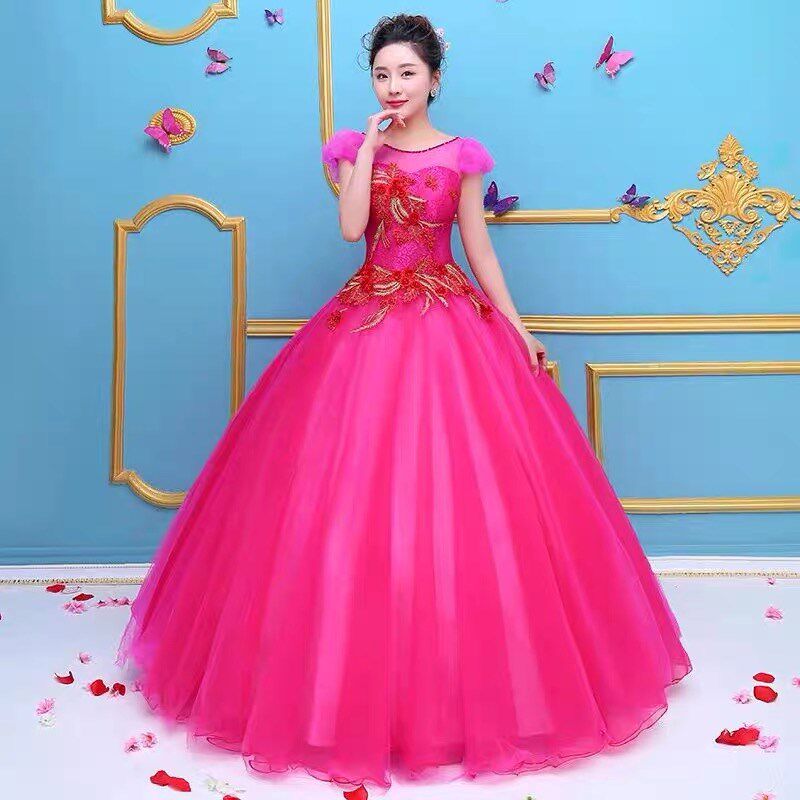 速发新款彩纱表演婚纱礼服独唱演出服蓬蓬裙时尚合唱艺考礼服长裙