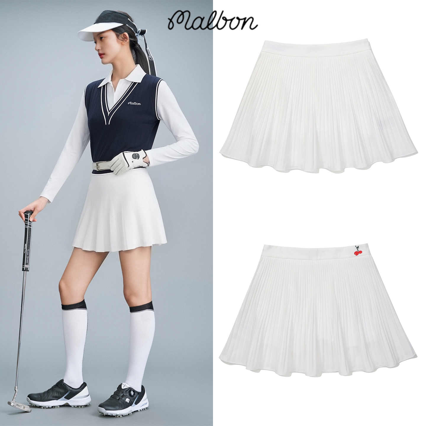 Malbon高尔夫女款百褶短裙