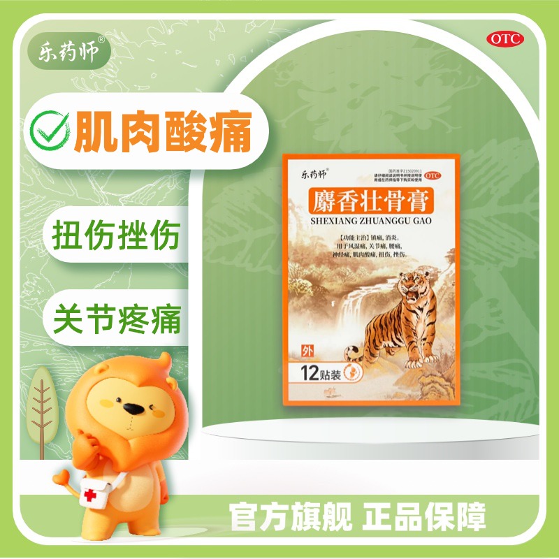 乐药师 麝香壮骨膏 12贴 风湿关节痛跌打损伤膏药筋骨贴