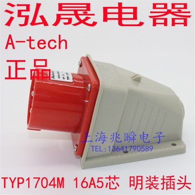泓晟A-tech 防水工业插头插座 明装插头 16A5芯 TYP1704M TYP1734