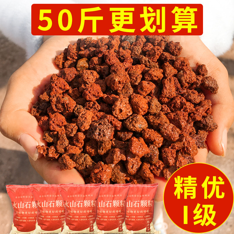 速发腾冲火山石颗粒土兰花多肉透气铺面专用土火山岩石鱼缸50斤