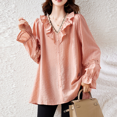 速发中老年妈妈洋龄时尚减气长袖秋装2024新大款码宽松小衫上衣