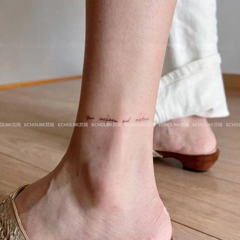 速发拉丁语循此苦旅以达草本纹身贴男手腕防水防搓小众脚踝纯欲