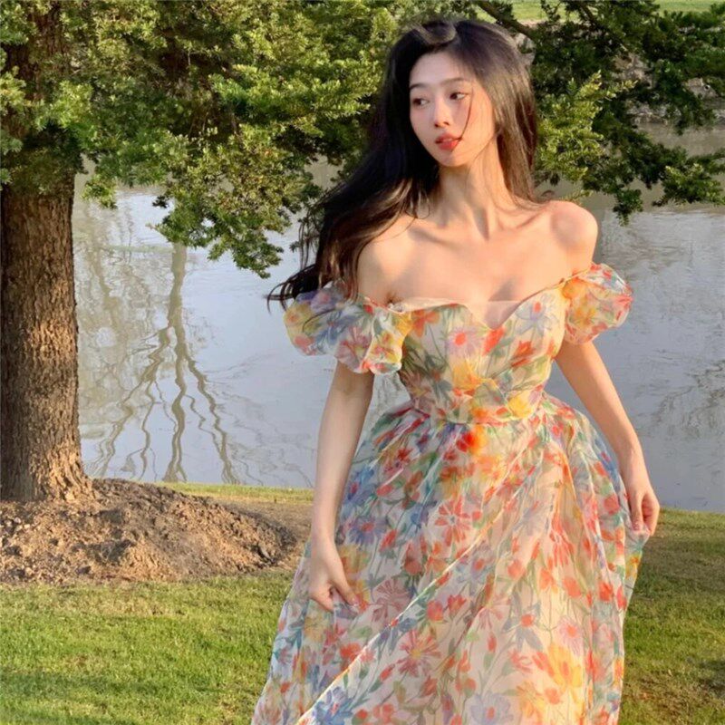 速发三衣旅游亚服沙滩拍超仙海边度假裙碎花裙照大摆飘逸长裙连衣