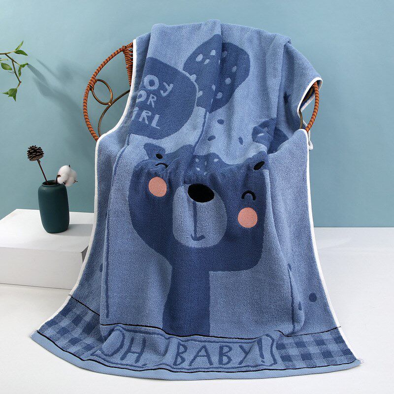 速发礼品浴巾 纯棉提花家用成人洗澡浴巾色织掉不毛logo