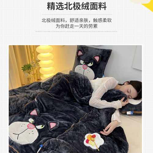 折叠抱枕被子两用新款汽车多功能靠枕二合一办公室午Y休加厚绒保