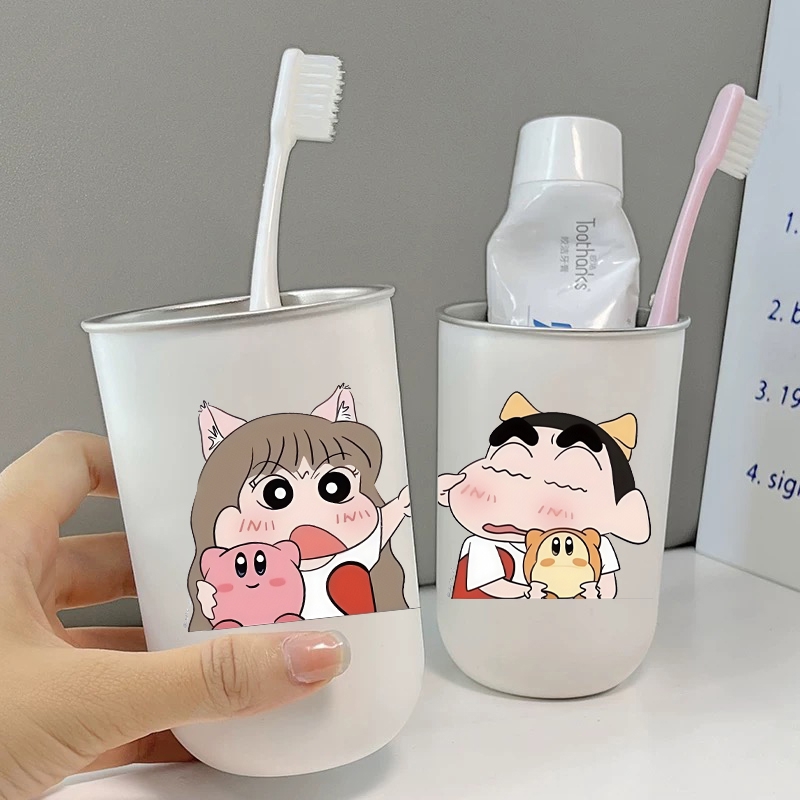 可爱双人卡通不锈钢漱口杯蜡笔小新防摔加厚洗漱杯高颜值刷牙杯子