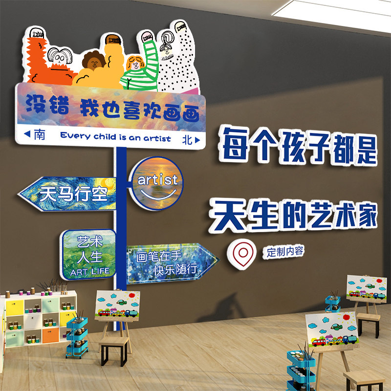 速发画室布置美术室面术训培机构教室绘本馆墙艺装饰贴纸画幼儿园