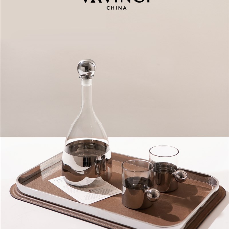速发新简水品轻奢极壶水杯套装玻璃茶具茶几餐厅桌面摆件样板房装