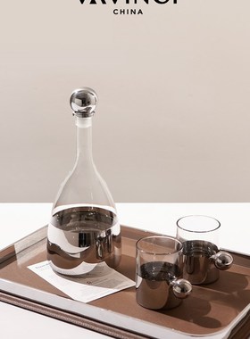 速发新简水品轻奢极壶水杯套装玻璃茶具茶几餐厅桌面摆件样板房装