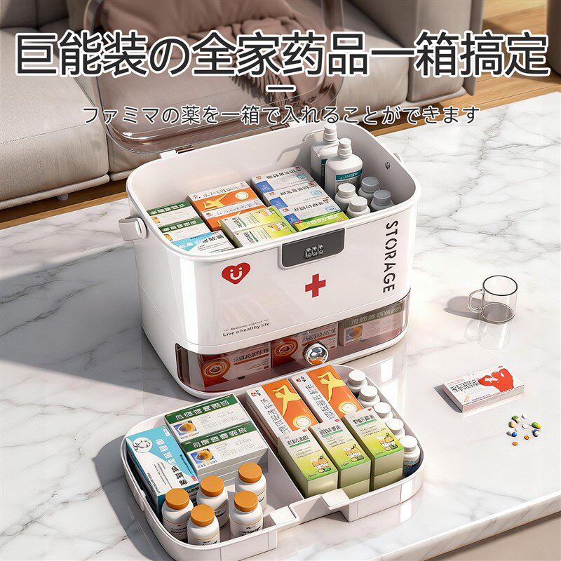 速发日本药箱家庭装医药箱大号容量多层儿童小药盒家用收纳盒