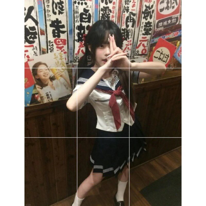 速发学院风甜美jk制服套装春季校供水手学生服百褶裙俩件套