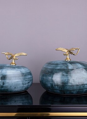 速发新中式陶瓷酒柜摆件轻奢样板间书饰品客厅摆关书房装柜玄设品