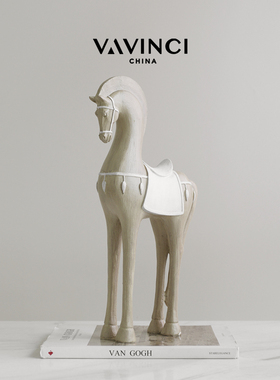 速发新简美式设奢木马雕塑艺术摆轻品约北厅玄关办公室桌面装饰品