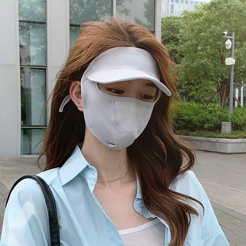 速发防晒薄遮全脸防夏帽季款带帽檐脸基尼透气