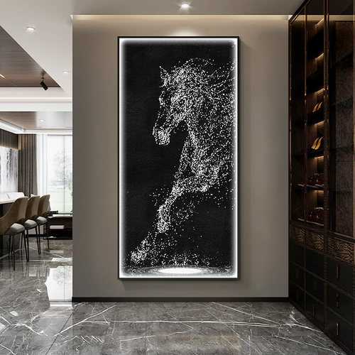 速发马到厅功轻奢玄关大饰画高档装气走廊过道挂画客成背景墙壁画