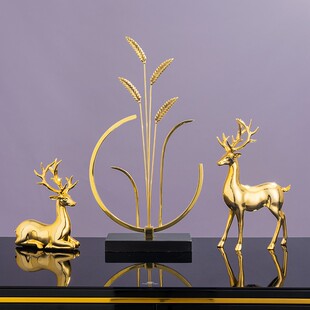 速发黄铜大麦新档办公室轻奢摆件客厅酒柜装饰品乔迁高居开业贺礼