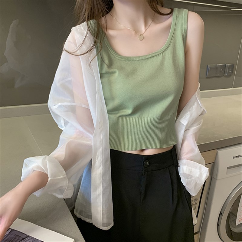 速发法式小吊带背心外穿设计感小众美背内搭打底性感针织上衣夏