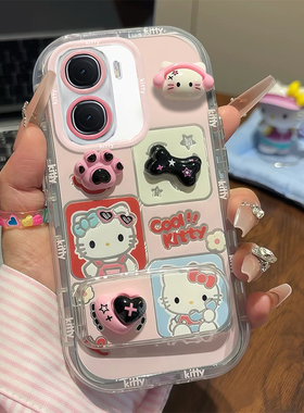 适用IQOONEO10PRO+手机壳可爱新款硅胶IQOONEO9/8pro全包镜头镜面支架6/7SE高级感5活力版卡通3凯蒂猫女855版