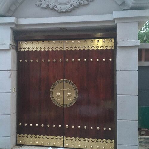 大门门栓拉手圆形纯铜v门锁实木中式老式栓门环插销