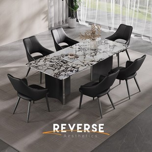 逆时针意式轻奢餐椅家用2025新款酒店餐L厅高级感可旋转靠背餐桌