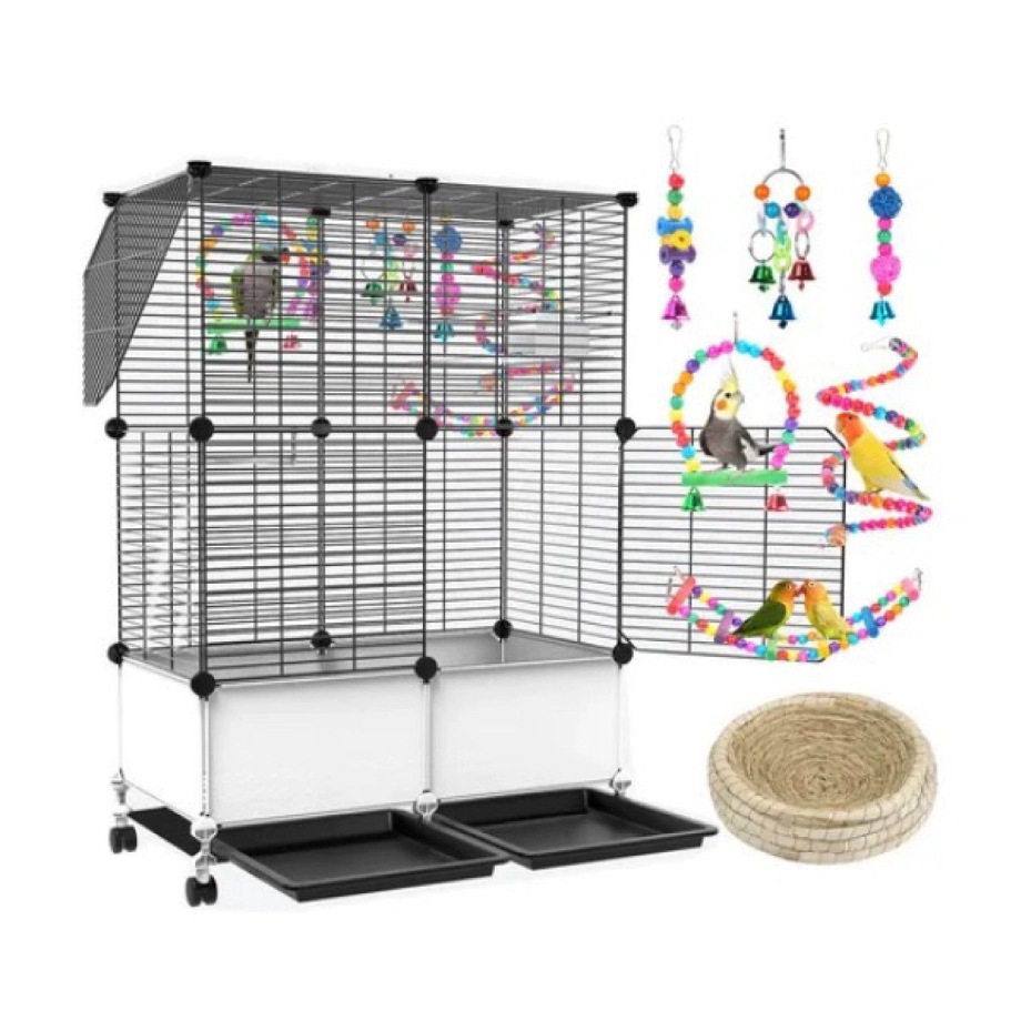 鸟笼大号防溅食鹦鹉玄凤八哥大型画眉虎皮珍珠鸟专用豪华造景别墅
