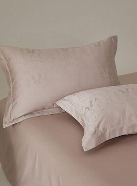 高档结全棉枕套一对装婚喜庆大红色纯芯棉枕套轻奢提花人枕CAL头