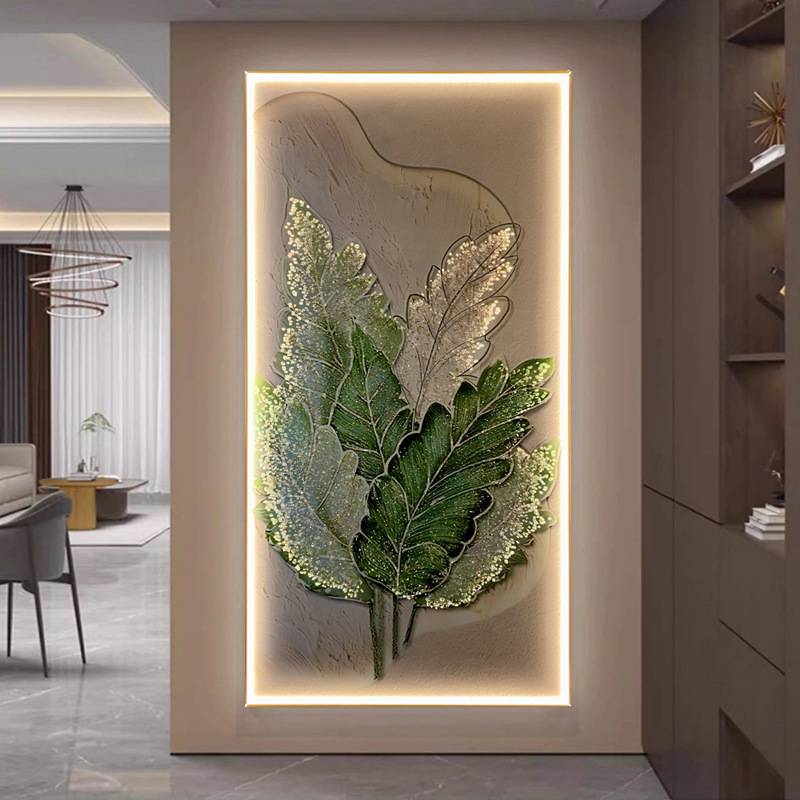 现代简约玄关过道装饰画入户墙客厅餐厅灯光挂画奶油风格晶瓷轻奢图片