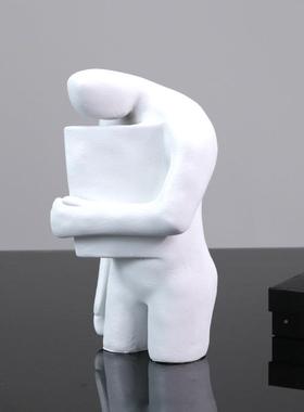 现简代约白色开树脂心人像人物摆样板房书房客厅件餐厅IRM软装饰