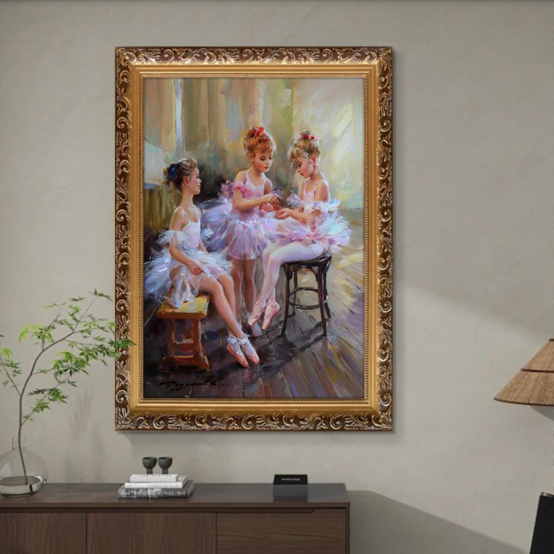世界名画欧式芭蕾舞装饰画印象派人物油画玄关舞蹈房儿童房挂画竖图片