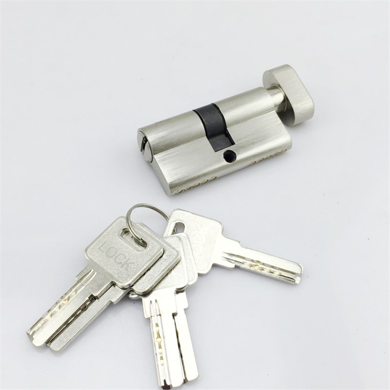 60mm全铜大葫芦拉丝单开全铜锁芯短铝合金门锁芯 防盗门大门锁芯