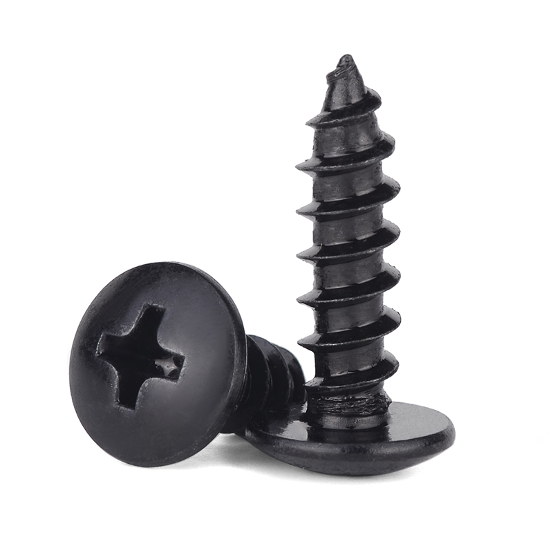 大扁头自攻螺钉伞头螺钉黑色蘑菇头木牙自攻螺丝 6L