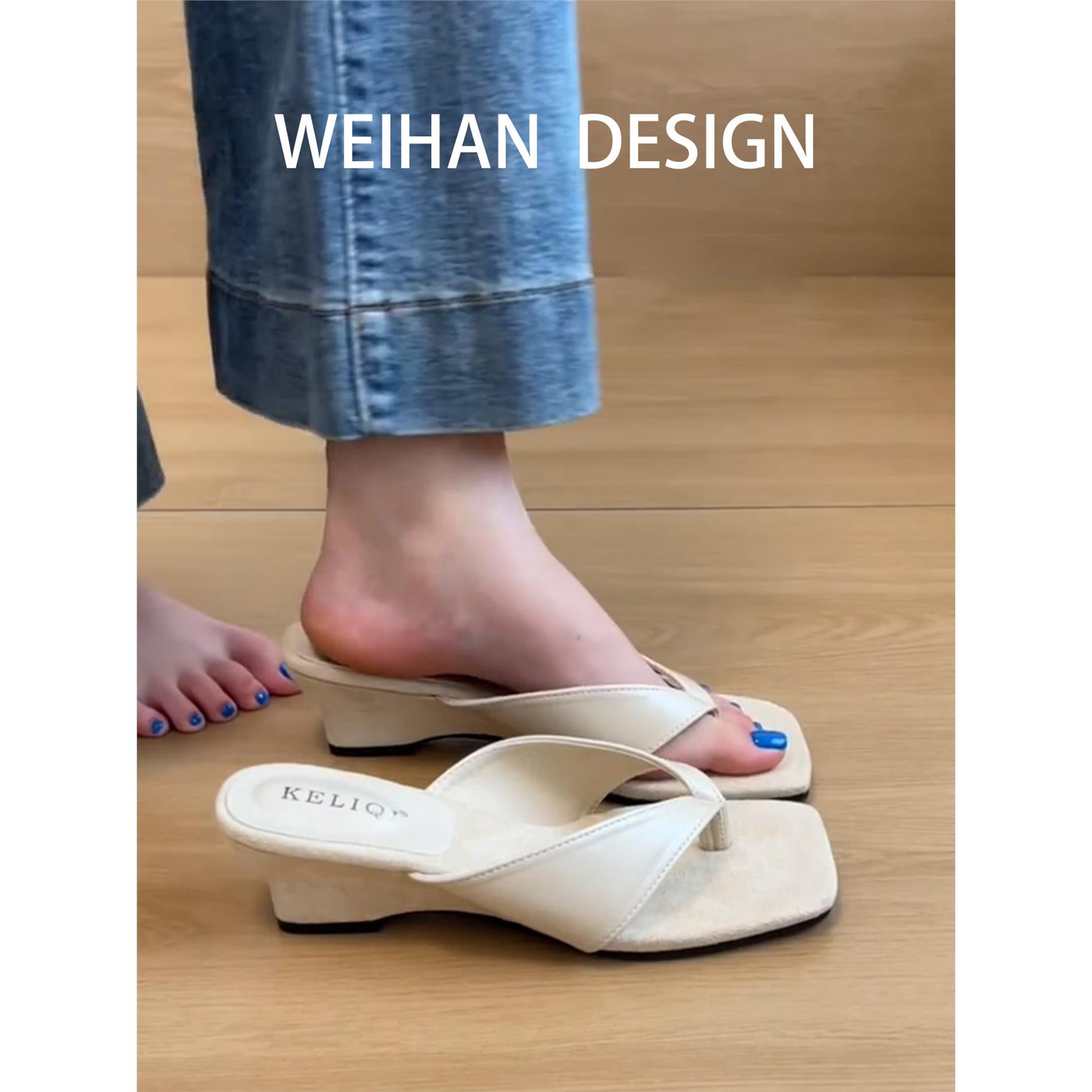 羊皮版!韩版简约夹趾人