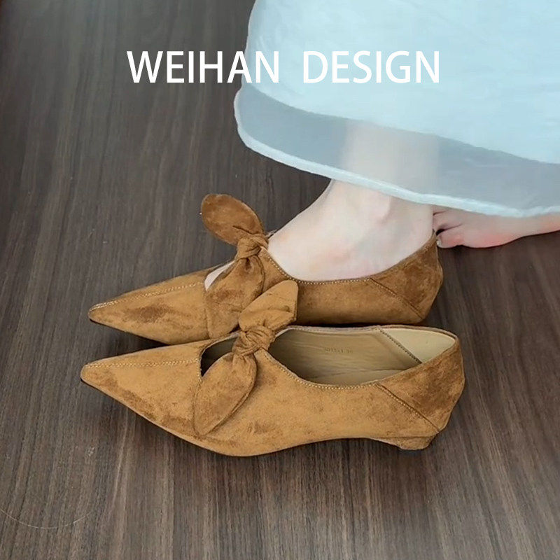 羊皮版!复古绒面蝴蝶结