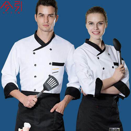 厨师工作服男长袖秋冬餐厅餐饮服装酒店食堂饭店厨房夏季短袖订制