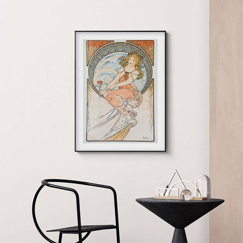 阿尔丰斯穆夏黄道十二宫挂画美式复古客厅装饰画餐厅玄关走廊挂画图片