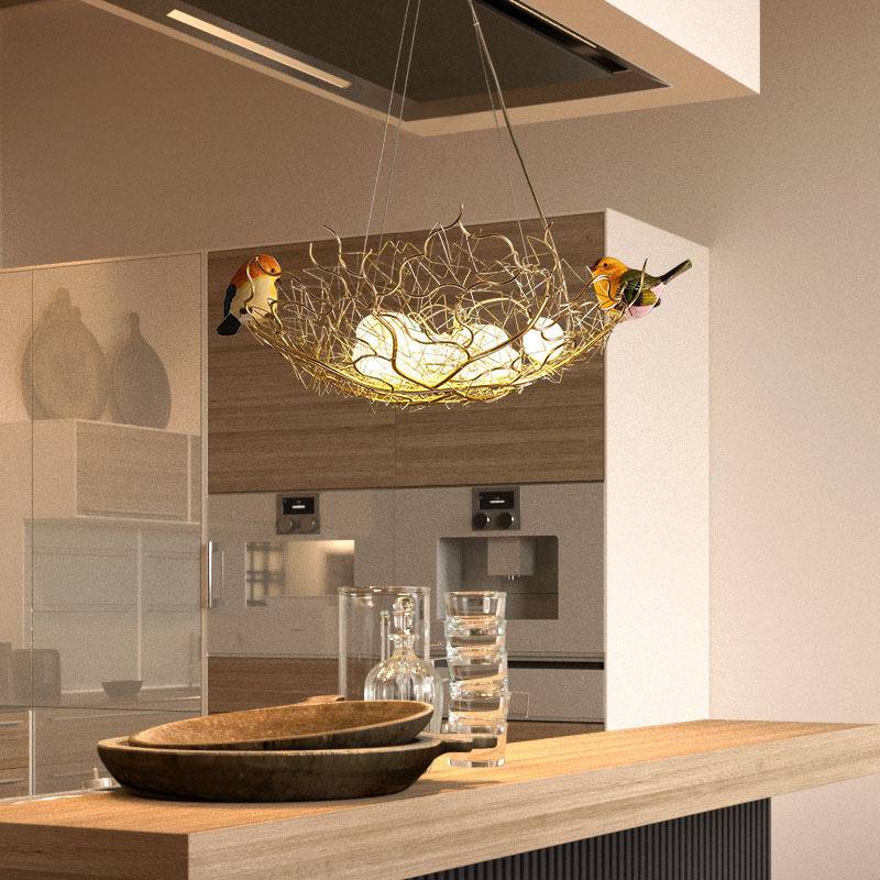 外贸货源鸟巢灯小鸟动物吊灯创意个性餐厅灯儿童房鸟窝网红吊灯