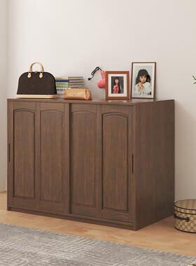 96.18被大促实木棉矮衣柜收纳柜U推卧拉门衣柜室储物柜阳台柜被子