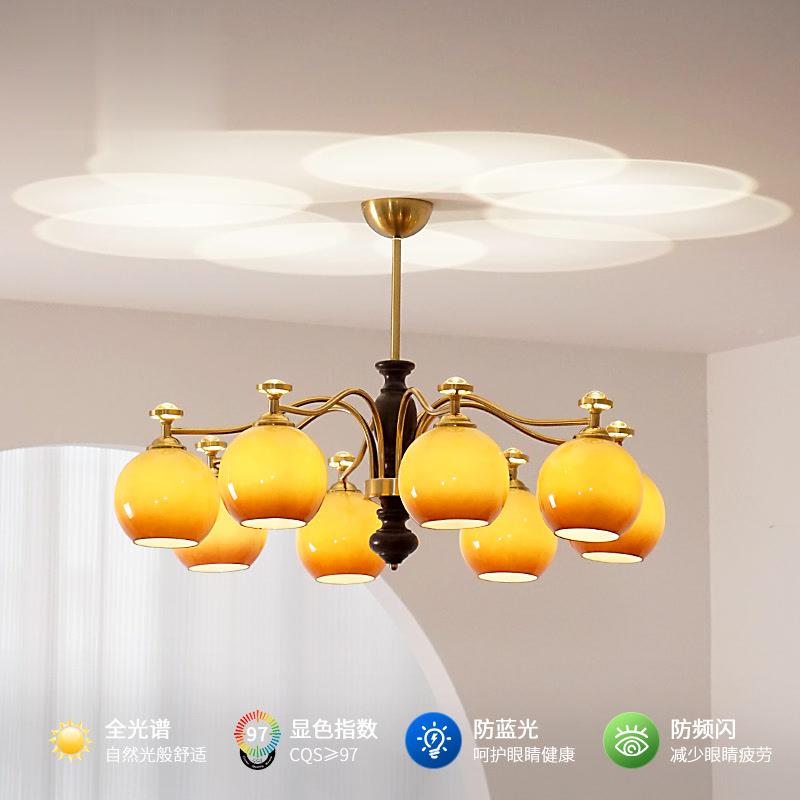 美拉中古v553in德tgae柿客厅子吊灯美式复古书房卧室餐厅护眼实木