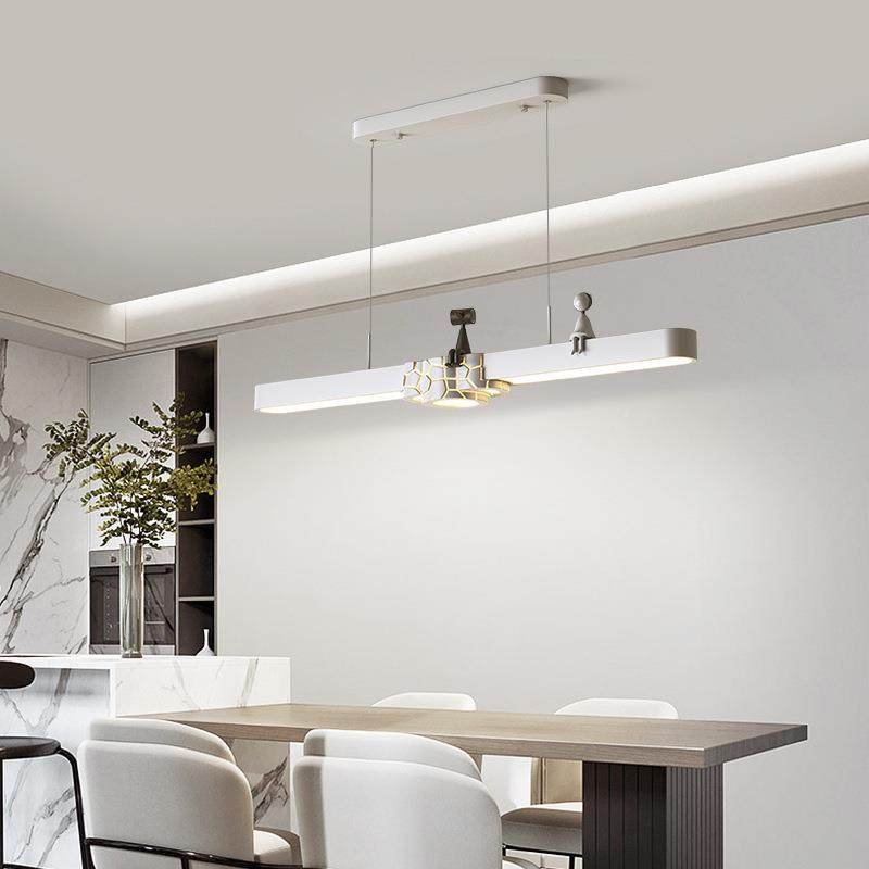 法式吧奶油条一字餐厅灯现代简约53959长吊饭厅灯护眼极简餐桌台
