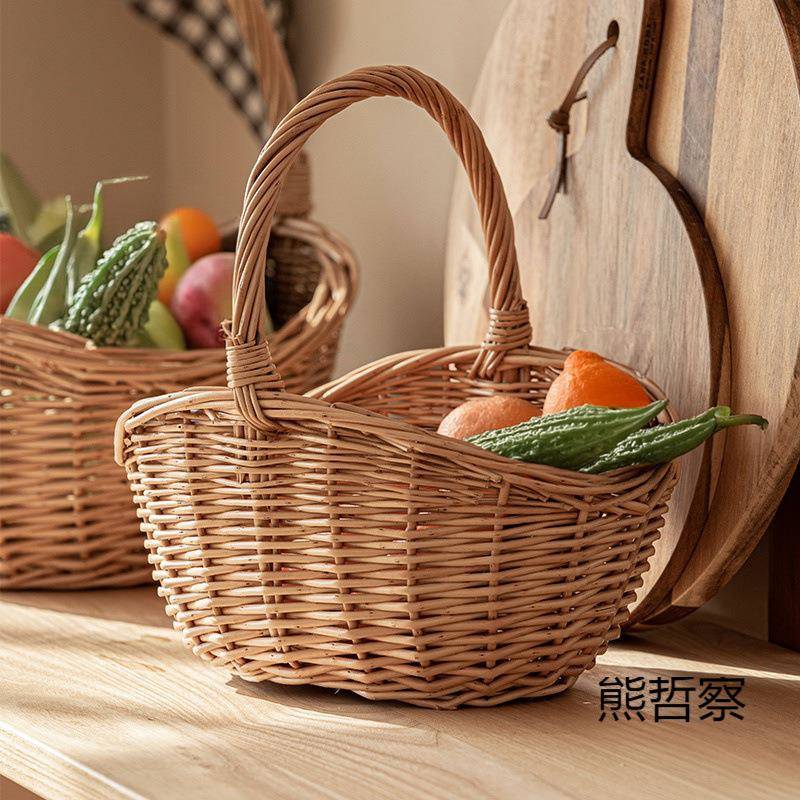 手工柳编编织藤编水果收筐竹编提竹篮菜篮子餐手篮子acc6NCQa框子